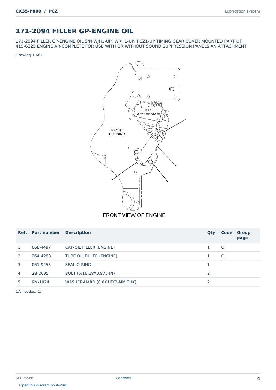 Caterpillar CX35-P800 S/N PCZ Partsbook SEBP5566 (English) - sample page 4 of 10 Caterpillar CX35-P800 S/N PCZ Partsbook SEBP5566 (English) - sample page 4 of 10