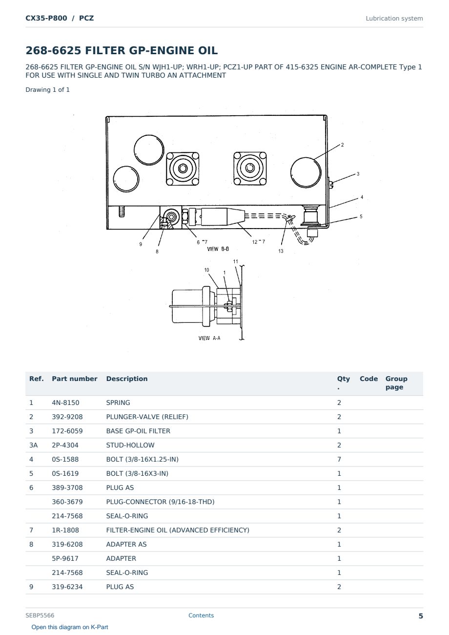 Caterpillar CX35-P800 S/N PCZ Partsbook SEBP5566 (English) - sample page 5 of 10 Caterpillar CX35-P800 S/N PCZ Partsbook SEBP5566 (English) - sample page 5 of 10