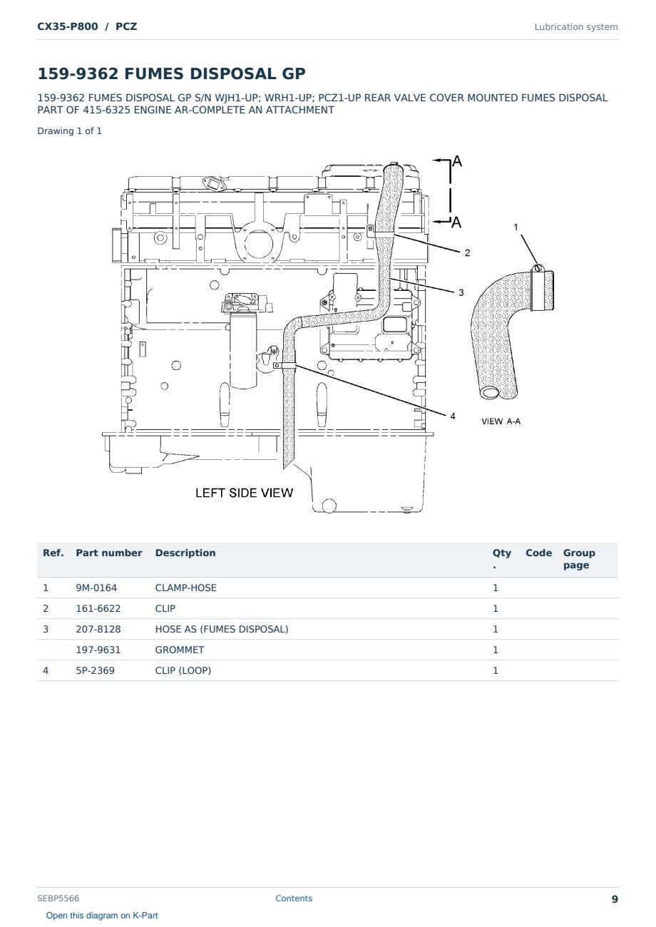 Caterpillar CX35-P800 S/N PCZ Partsbook SEBP5566 (English) - sample page 9 of 10 Caterpillar CX35-P800 S/N PCZ Partsbook SEBP5566 (English) - sample page 9 of 10