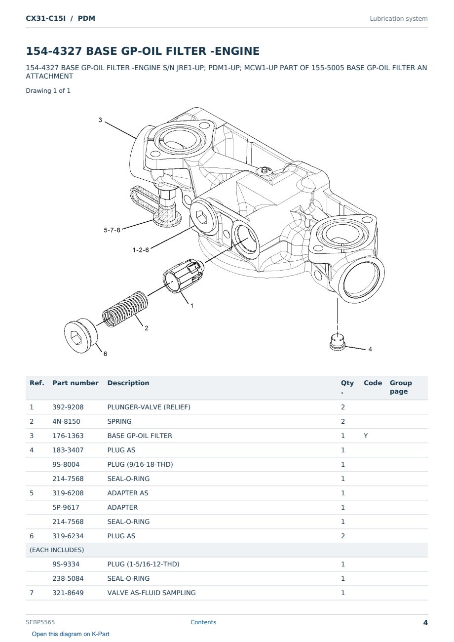 Caterpillar CX31-C15I S/N PDM Partsbook SEBP5565 (English) - sample page 4 of 10 Caterpillar CX31-C15I S/N PDM Partsbook SEBP5565 (English) - sample page 4 of 10