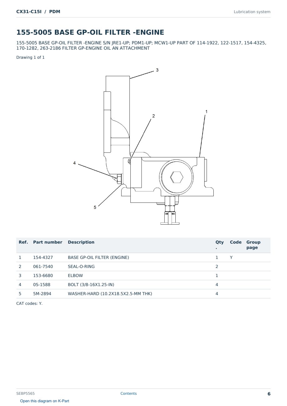 Caterpillar CX31-C15I S/N PDM Partsbook SEBP5565 (English) - sample page 6 of 10 Caterpillar CX31-C15I S/N PDM Partsbook SEBP5565 (English) - sample page 6 of 10