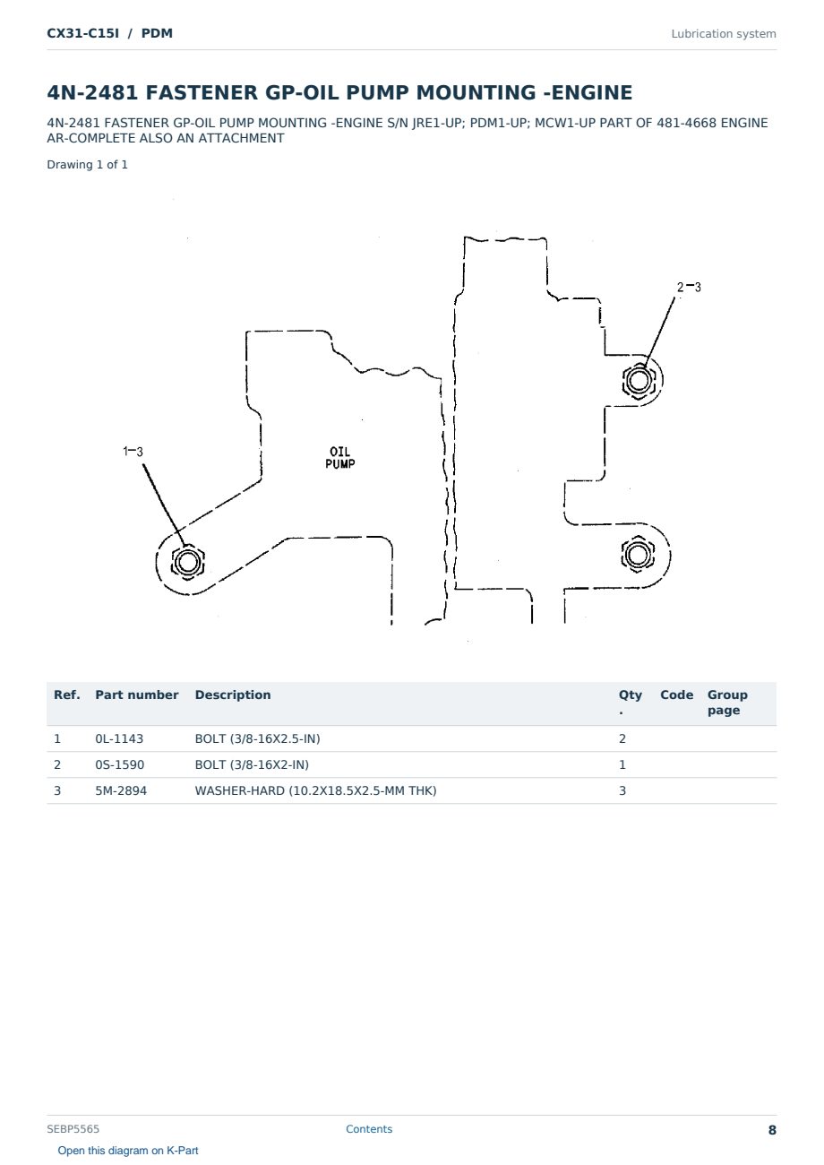 Caterpillar CX31-C15I S/N PDM Partsbook SEBP5565 (English) - sample page 8 of 10 Caterpillar CX31-C15I S/N PDM Partsbook SEBP5565 (English) - sample page 8 of 10