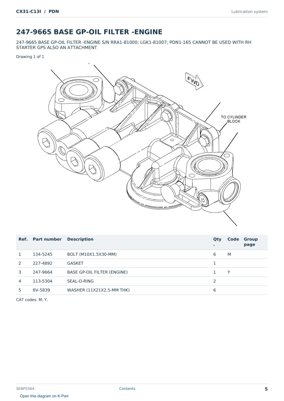 Caterpillar CX31-C13I S/N PDN Partsbook SEBP5564 (English) - sample page 5 of 10 Caterpillar CX31-C13I S/N PDN Partsbook SEBP5564 (English) - sample page 5 of 10