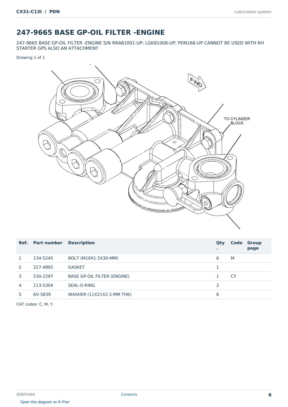 Caterpillar CX31-C13I S/N PDN Partsbook SEBP5564 (English) - sample page 6 of 10 Caterpillar CX31-C13I S/N PDN Partsbook SEBP5564 (English) - sample page 6 of 10