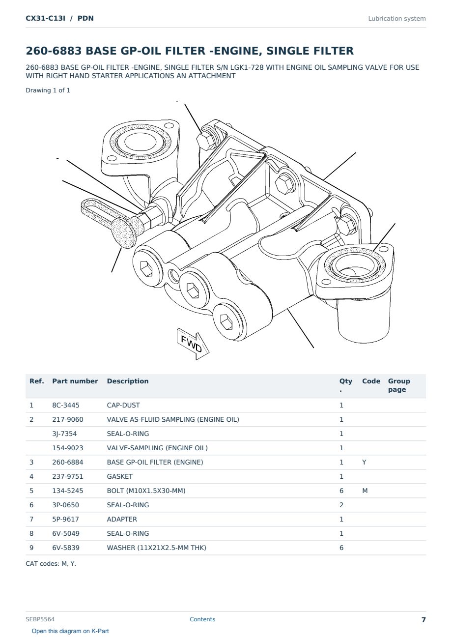 Caterpillar CX31-C13I S/N PDN Partsbook SEBP5564 (English) - sample page 7 of 10 Caterpillar CX31-C13I S/N PDN Partsbook SEBP5564 (English) - sample page 7 of 10