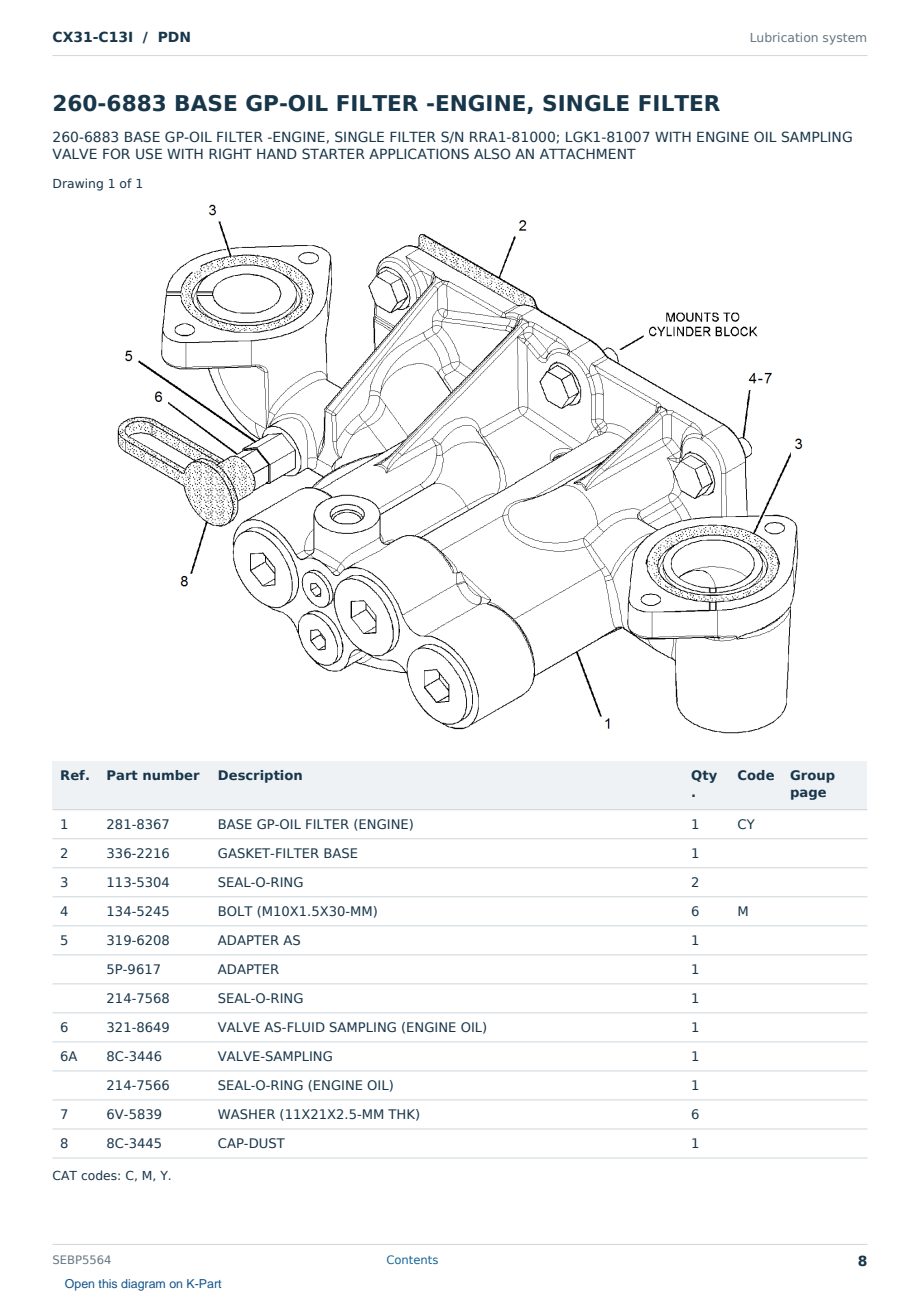 Caterpillar CX31-C13I S/N PDN Partsbook SEBP5564 (English) - sample page 8 of 10 Caterpillar CX31-C13I S/N PDN Partsbook SEBP5564 (English) - sample page 8 of 10