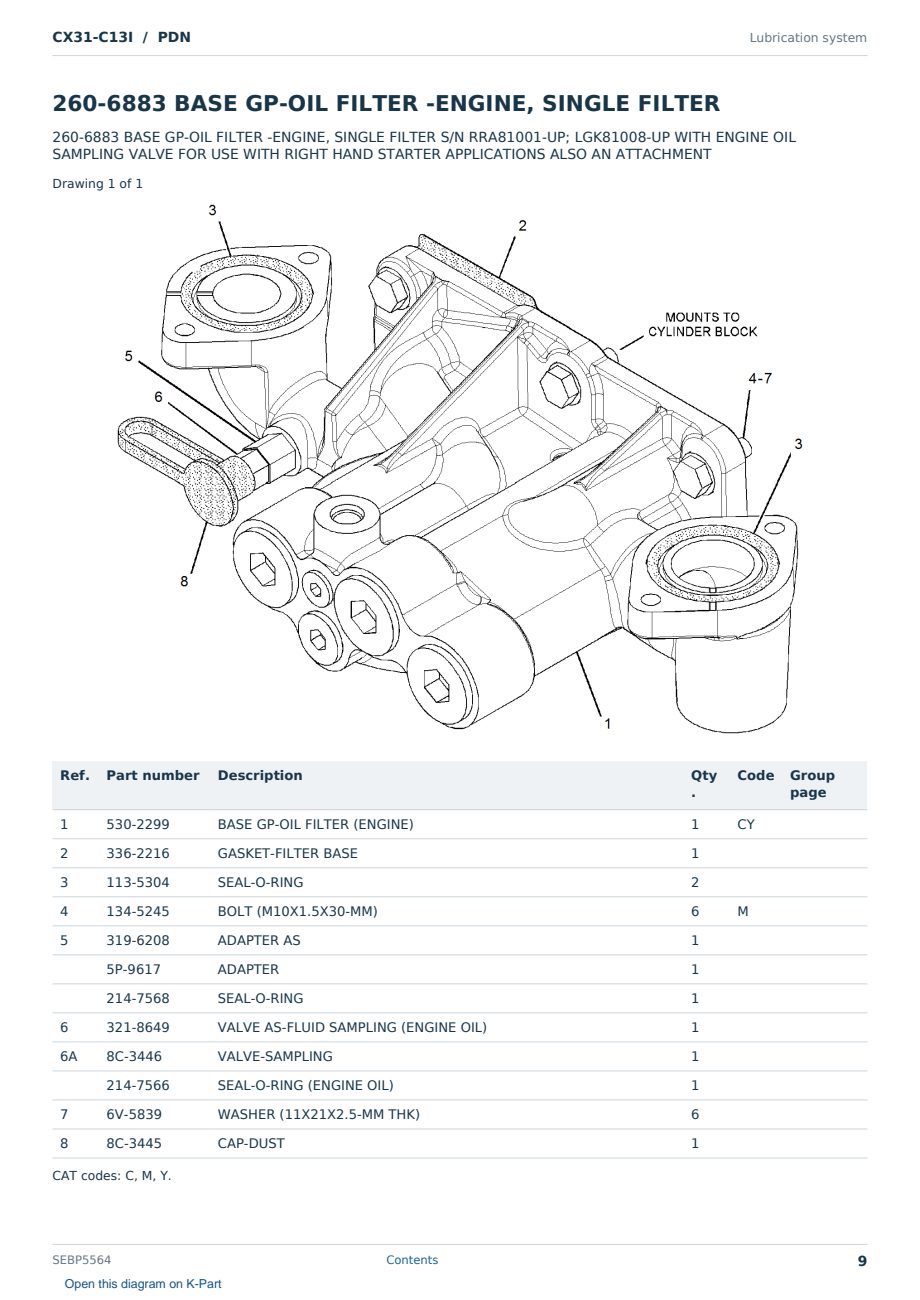 Caterpillar CX31-C13I S/N PDN Partsbook SEBP5564 (English) - sample page 9 of 10 Caterpillar CX31-C13I S/N PDN Partsbook SEBP5564 (English) - sample page 9 of 10