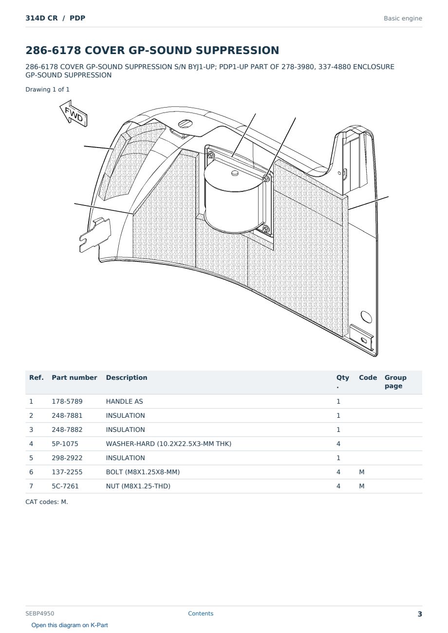 Caterpillar 314D CR S/N PDP Partsbook SEBP4950 (English) - sample page 3 of 10 Caterpillar 314D CR S/N PDP Partsbook SEBP4950 (English) - sample page 3 of 10