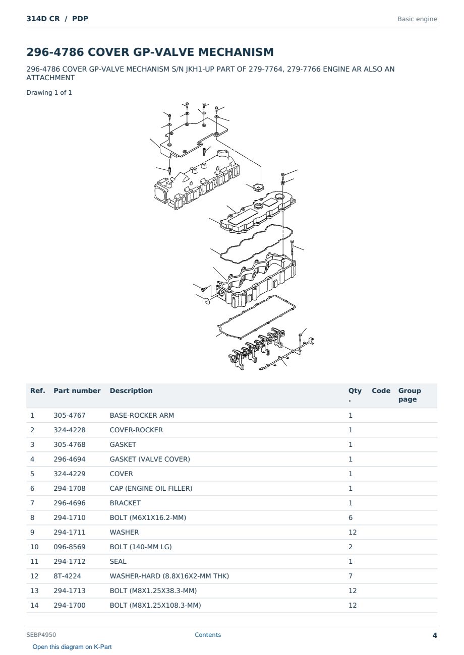 Caterpillar 314D CR S/N PDP Partsbook SEBP4950 (English) - sample page 4 of 10 Caterpillar 314D CR S/N PDP Partsbook SEBP4950 (English) - sample page 4 of 10