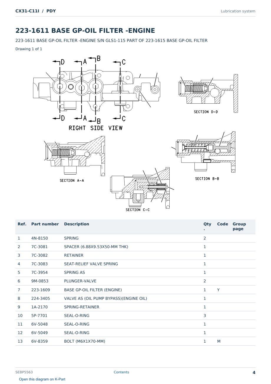 Caterpillar CX31-C11I S/N PDY Partsbook SEBP5563 (English) - sample page 4 of 10 Caterpillar CX31-C11I S/N PDY Partsbook SEBP5563 (English) - sample page 4 of 10