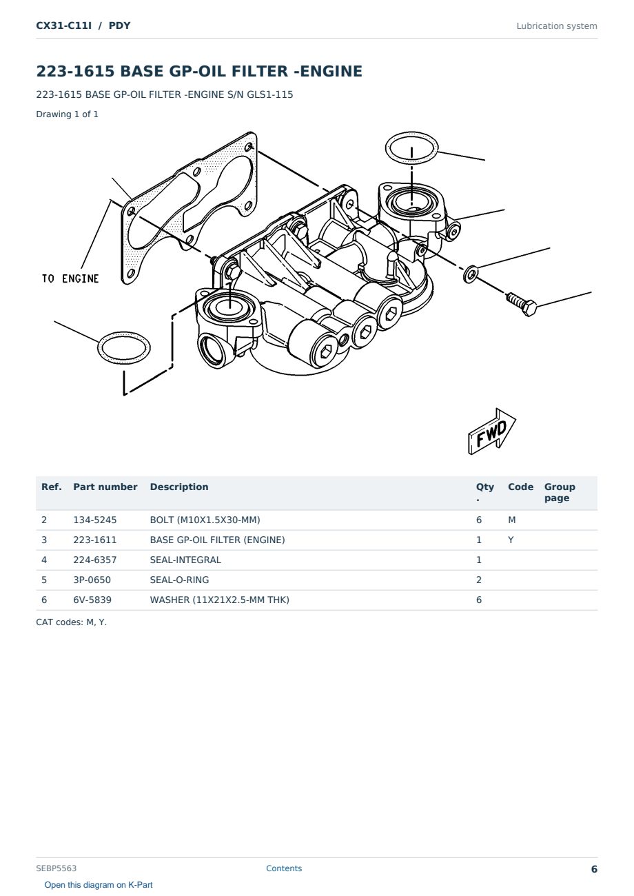 Caterpillar CX31-C11I S/N PDY Partsbook SEBP5563 (English) - sample page 6 of 10 Caterpillar CX31-C11I S/N PDY Partsbook SEBP5563 (English) - sample page 6 of 10