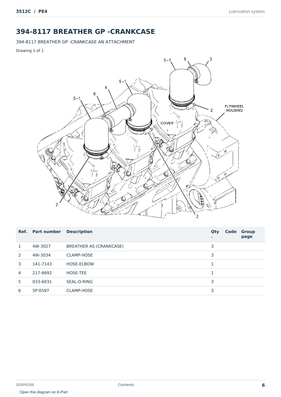 Caterpillar 3512C S/N PE4 Partsbook SEBP6586 (English) - sample page 6 of 10 Caterpillar 3512C S/N PE4 Partsbook SEBP6586 (English) - sample page 6 of 10