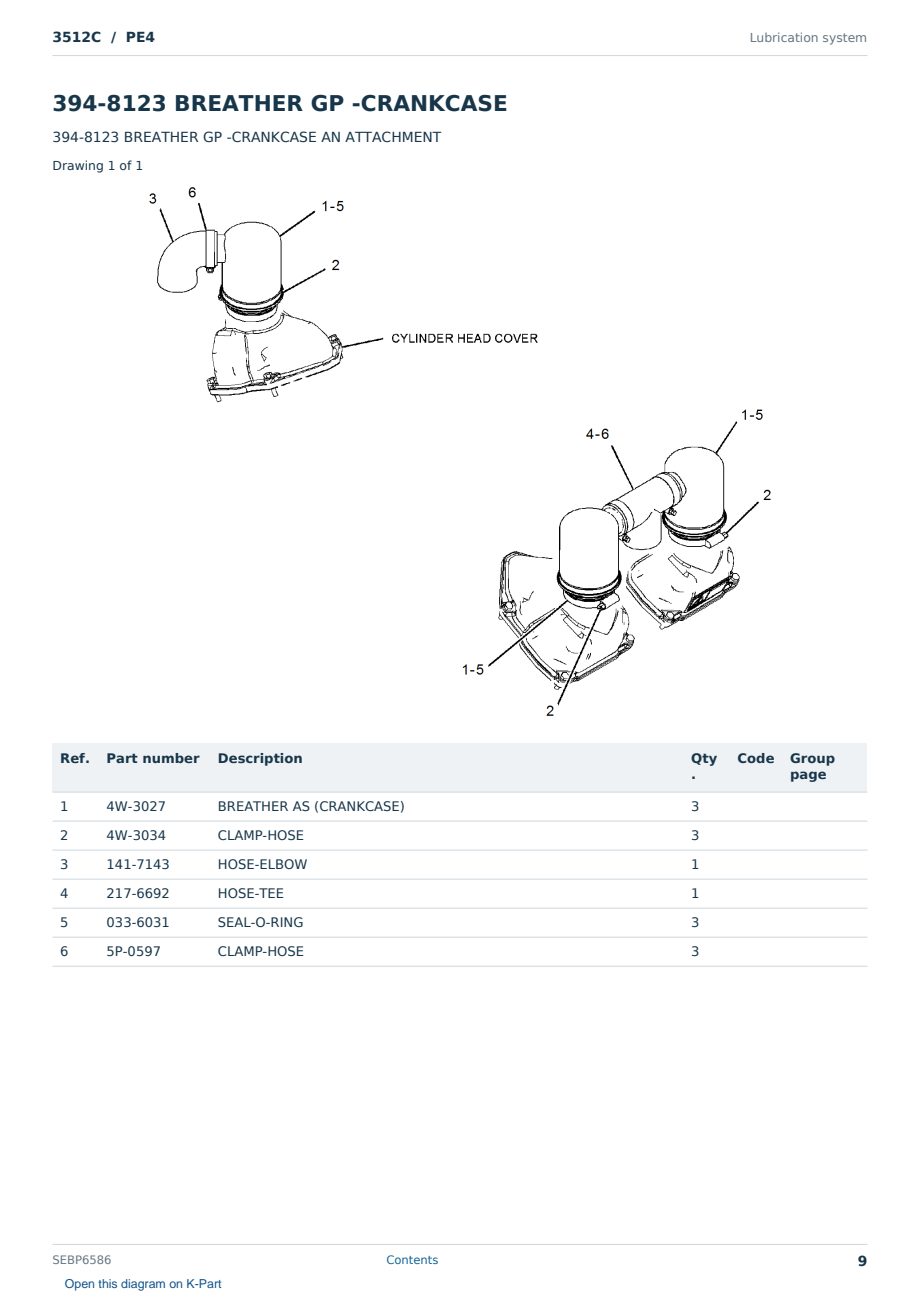 Caterpillar 3512C S/N PE4 Partsbook SEBP6586 (English) - sample page 9 of 10 Caterpillar 3512C S/N PE4 Partsbook SEBP6586 (English) - sample page 9 of 10