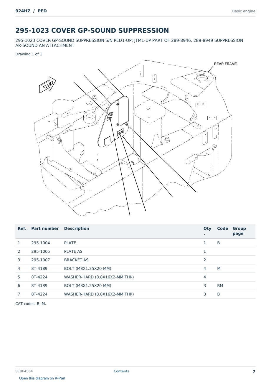Caterpillar 924HZ S/N PED Partsbook SEBP4564 (English) - sample page 7 of 10 Caterpillar 924HZ S/N PED Partsbook SEBP4564 (English) - sample page 7 of 10