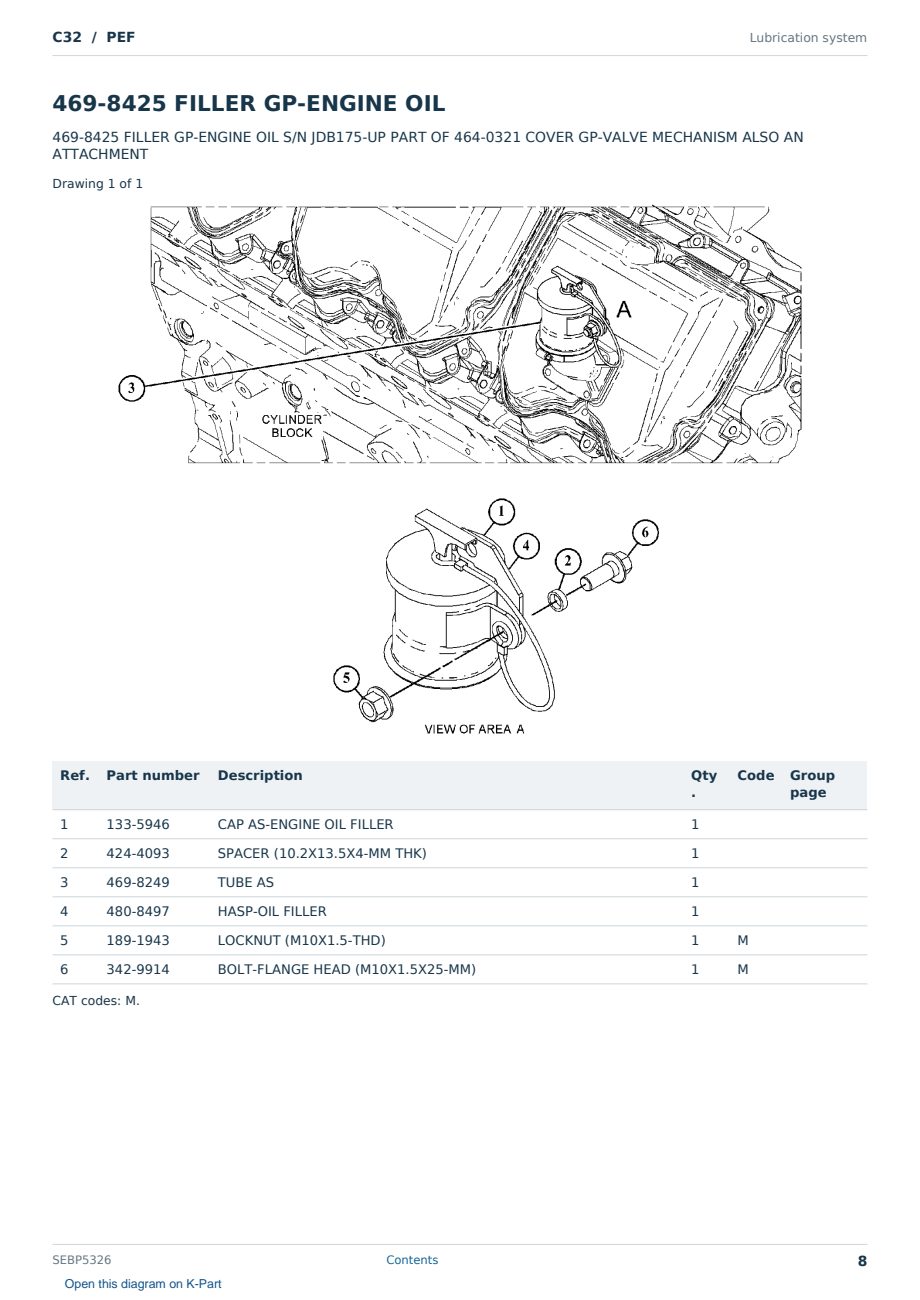 Caterpillar C32 S/N PEF Partsbook SEBP5326 (English) - sample page 8 of 10 Caterpillar C32 S/N PEF Partsbook SEBP5326 (English) - sample page 8 of 10