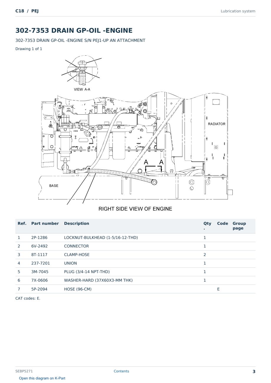 Caterpillar C18 S/N PEJ Partsbook SEBP5271 (English) - sample page 3 of 10 Caterpillar C18 S/N PEJ Partsbook SEBP5271 (English) - sample page 3 of 10