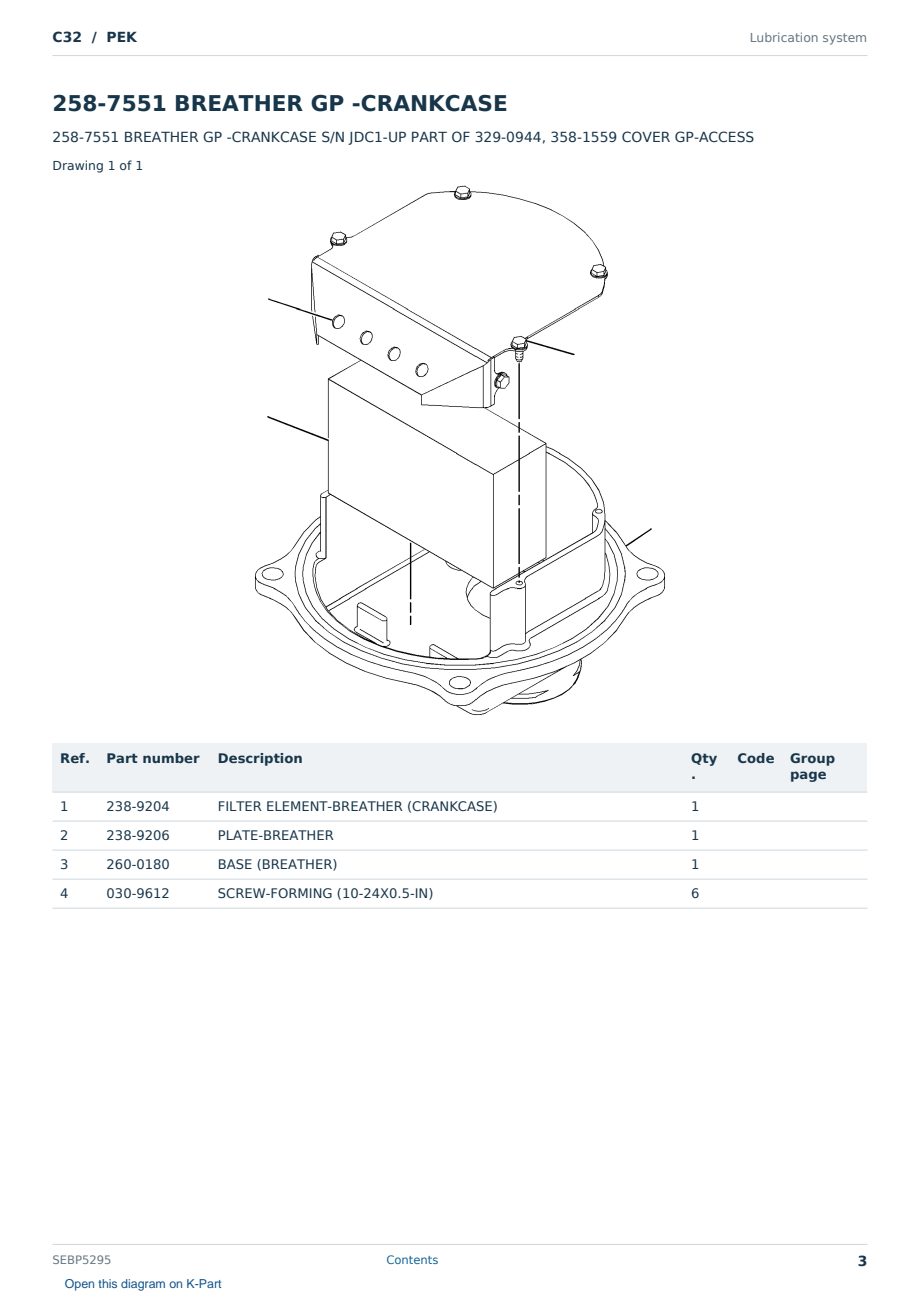 Caterpillar C32 S/N PEK Partsbook SEBP5295 (English) - sample page 3 of 10 Caterpillar C32 S/N PEK Partsbook SEBP5295 (English) - sample page 3 of 10