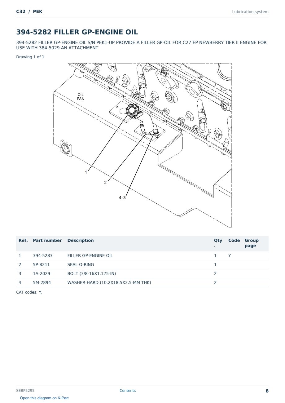 Caterpillar C32 S/N PEK Partsbook SEBP5295 (English) - sample page 8 of 10 Caterpillar C32 S/N PEK Partsbook SEBP5295 (English) - sample page 8 of 10