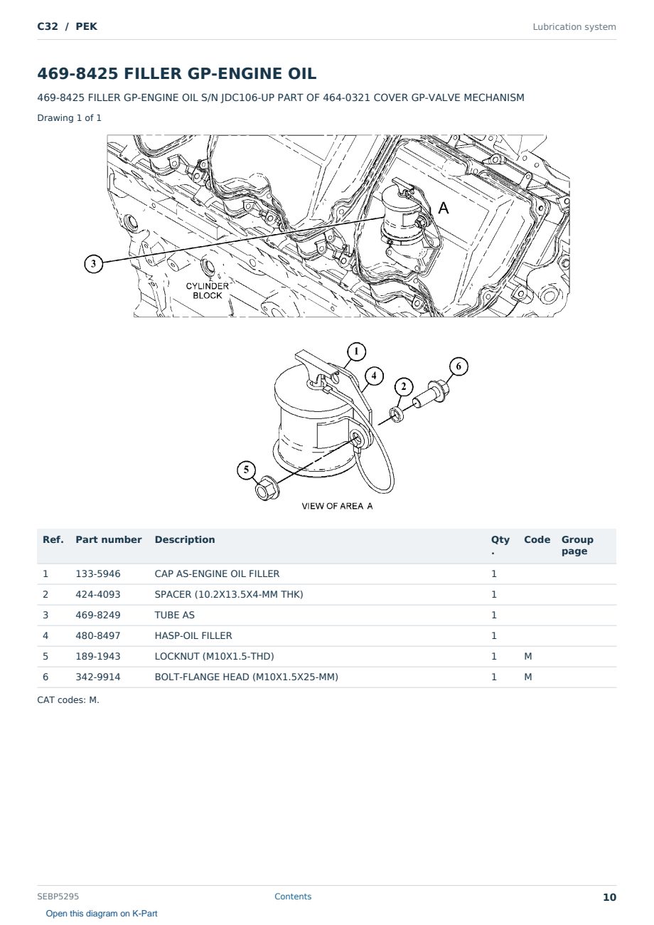 Caterpillar C32 S/N PEK Partsbook SEBP5295 (English) - sample page 10 of 10 Caterpillar C32 S/N PEK Partsbook SEBP5295 (English) - sample page 10 of 10