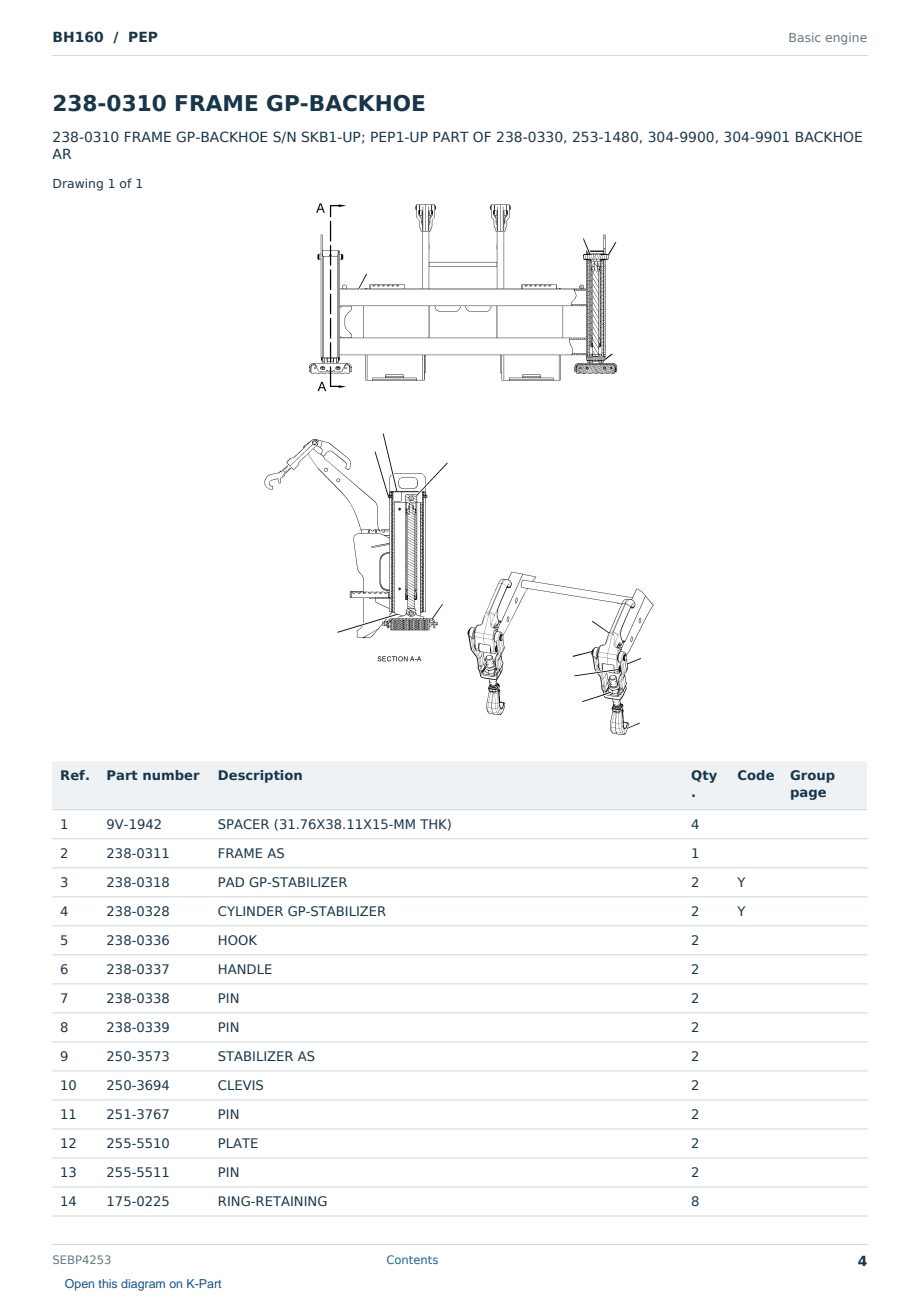 Caterpillar BH160 S/N PEP Partsbook SEBP4253 (English) - sample page 4 of 10 Caterpillar BH160 S/N PEP Partsbook SEBP4253 (English) - sample page 4 of 10