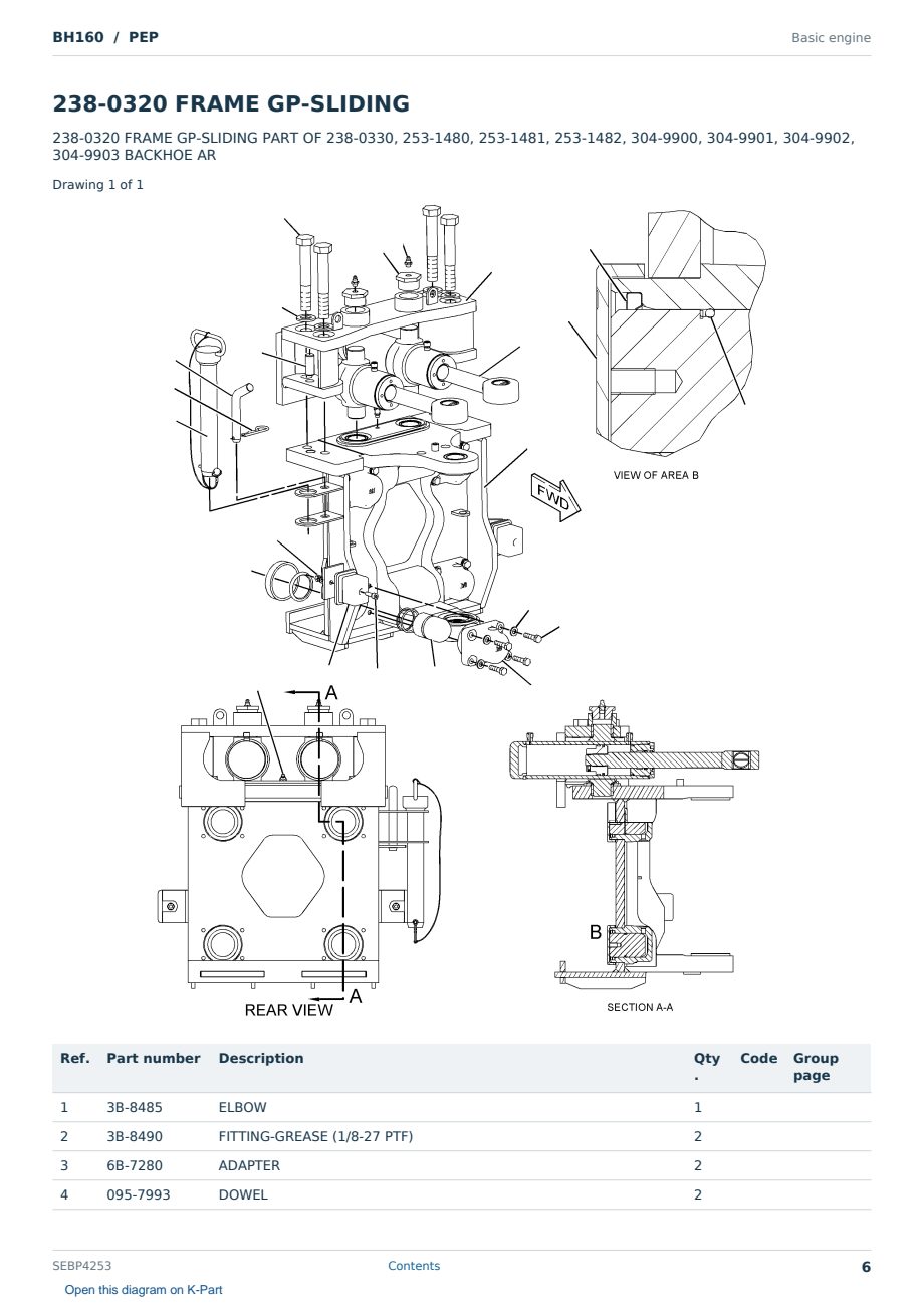 Caterpillar BH160 S/N PEP Partsbook SEBP4253 (English) - sample page 6 of 10 Caterpillar BH160 S/N PEP Partsbook SEBP4253 (English) - sample page 6 of 10