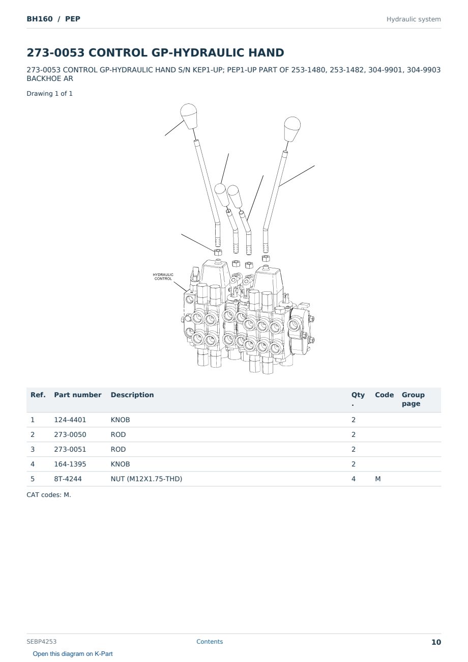 Caterpillar BH160 S/N PEP Partsbook SEBP4253 (English) - sample page 10 of 10 Caterpillar BH160 S/N PEP Partsbook SEBP4253 (English) - sample page 10 of 10
