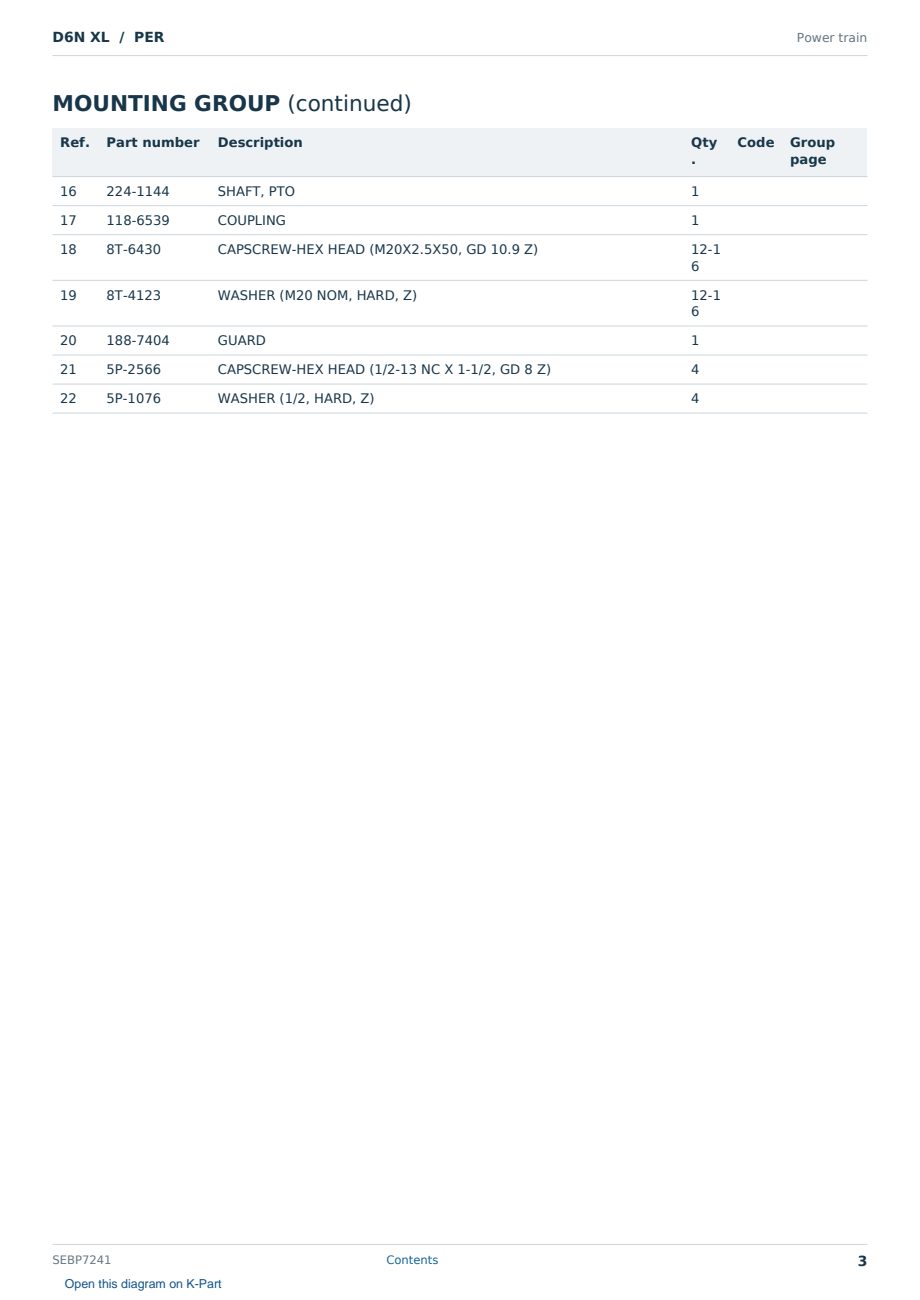 Caterpillar D6N XL S/N PER Partsbook SEBP7241 (English) - sample page 3 of 10 Caterpillar D6N XL S/N PER Partsbook SEBP7241 (English) - sample page 3 of 10