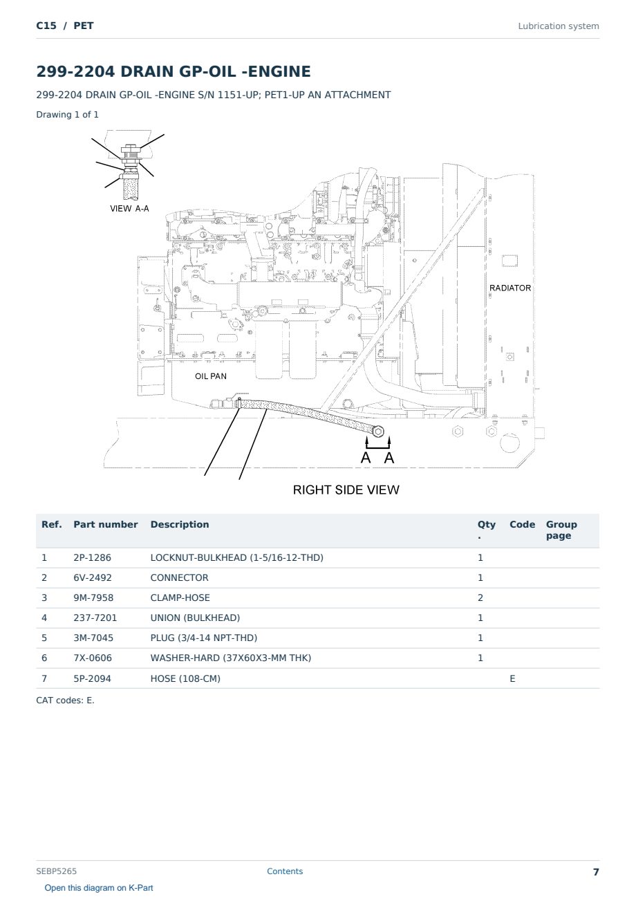 Caterpillar C15 S/N PET Partsbook SEBP5265 (English) - sample page 7 of 10 Caterpillar C15 S/N PET Partsbook SEBP5265 (English) - sample page 7 of 10