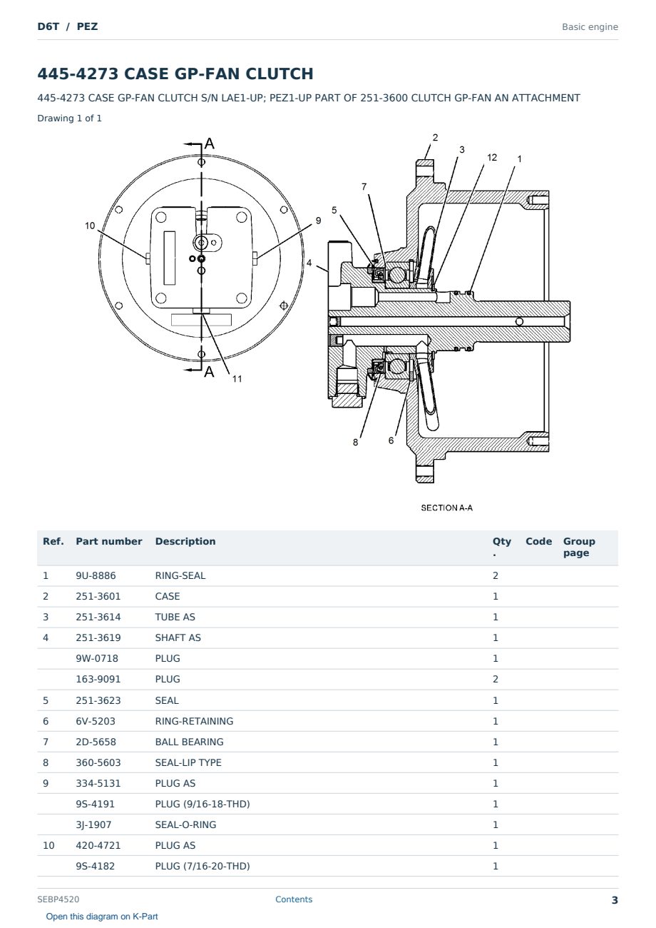 Caterpillar D6T S/N PEZ Partsbook SEBP4520 (English) - sample page 3 of 10 Caterpillar D6T S/N PEZ Partsbook SEBP4520 (English) - sample page 3 of 10