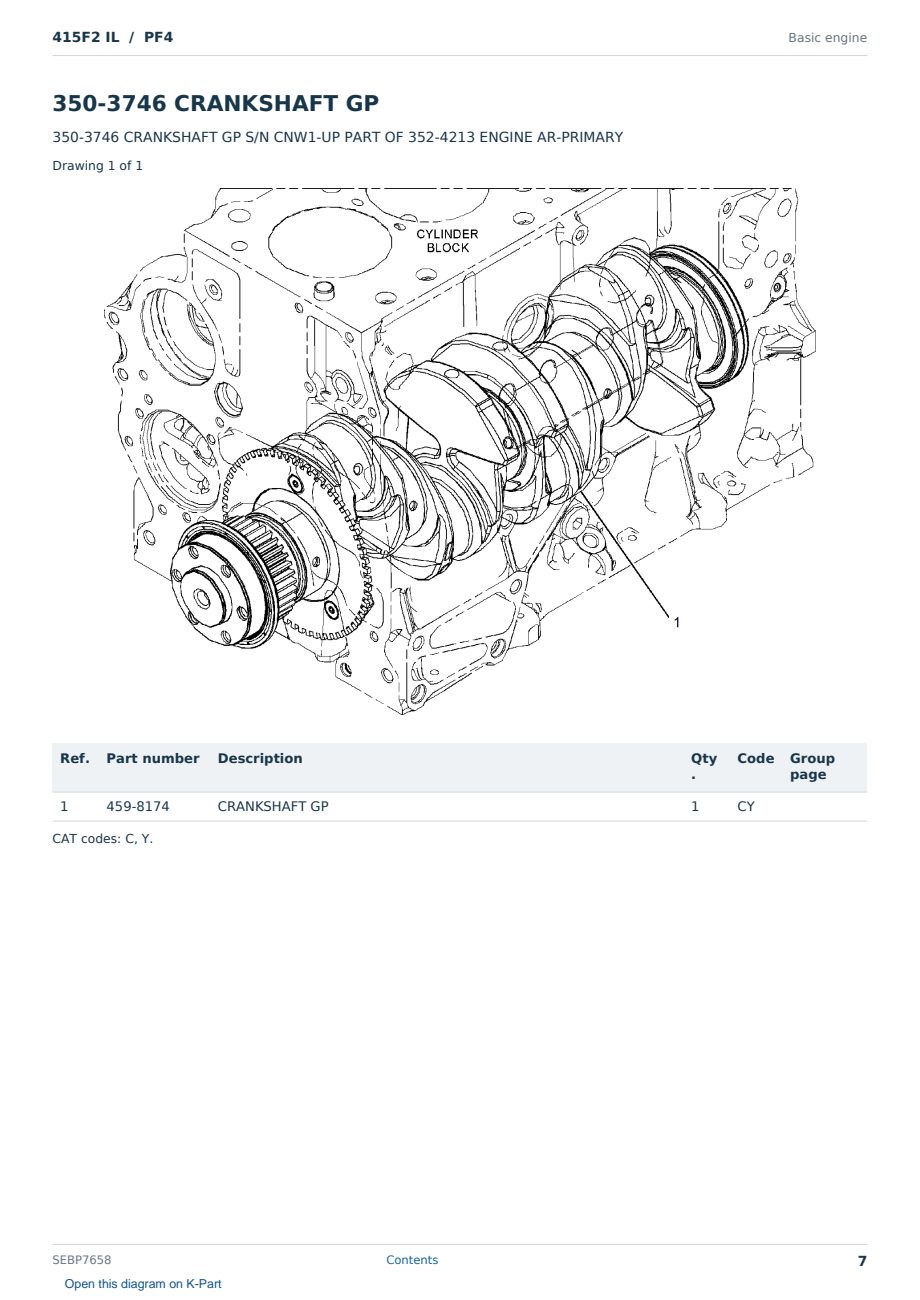 Caterpillar 415F2 IL S/N PF4 Partsbook SEBP7658 (English) - sample page 7 of 10 Caterpillar 415F2 IL S/N PF4 Partsbook SEBP7658 (English) - sample page 7 of 10