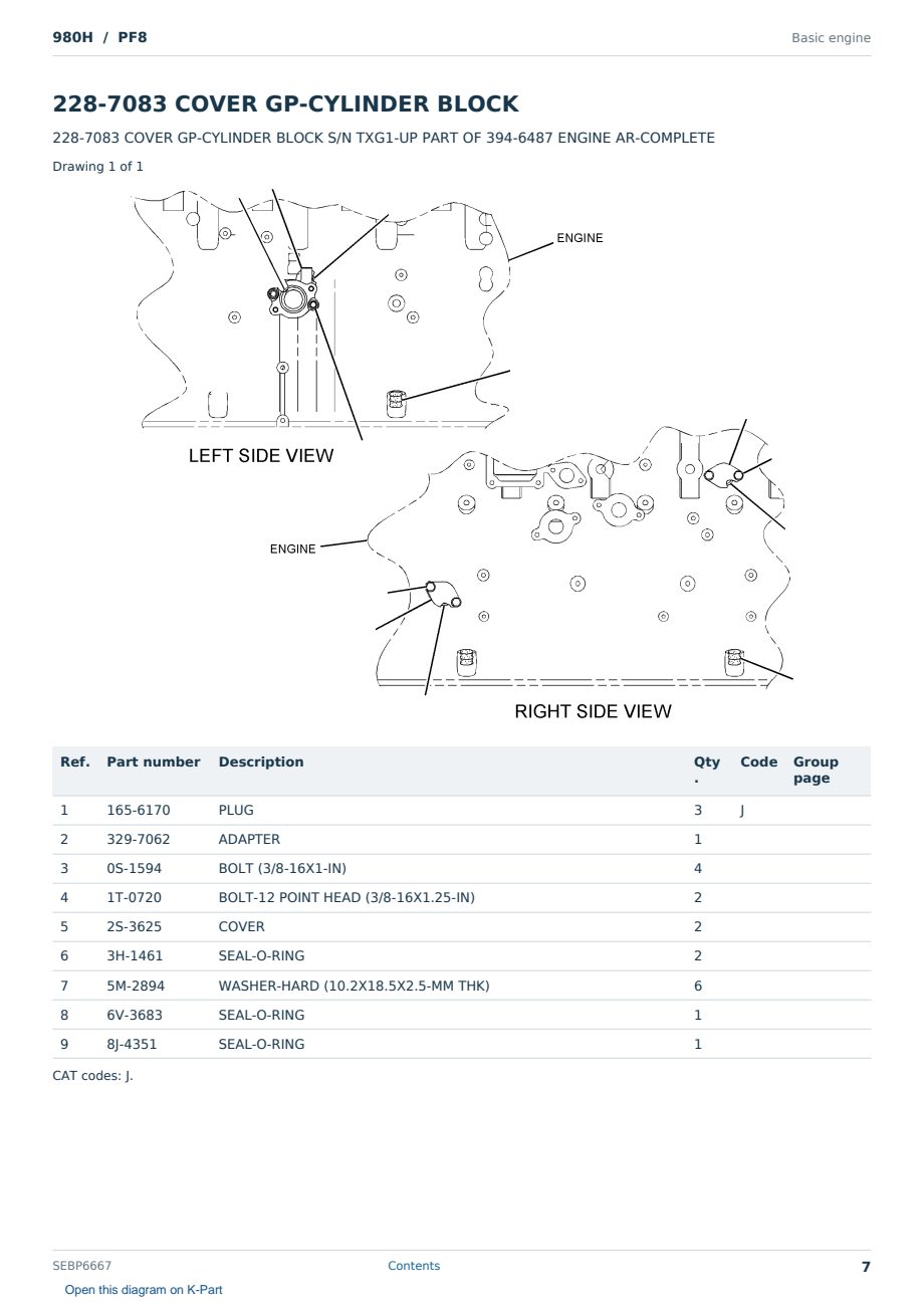 Caterpillar 980H S/N PF8 Partsbook SEBP6667 (English) - sample page 7 of 10 Caterpillar 980H S/N PF8 Partsbook SEBP6667 (English) - sample page 7 of 10