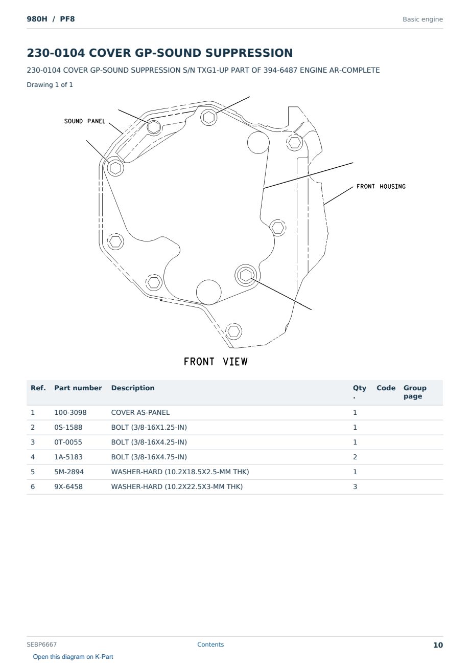 Caterpillar 980H S/N PF8 Partsbook SEBP6667 (English) - sample page 10 of 10 Caterpillar 980H S/N PF8 Partsbook SEBP6667 (English) - sample page 10 of 10