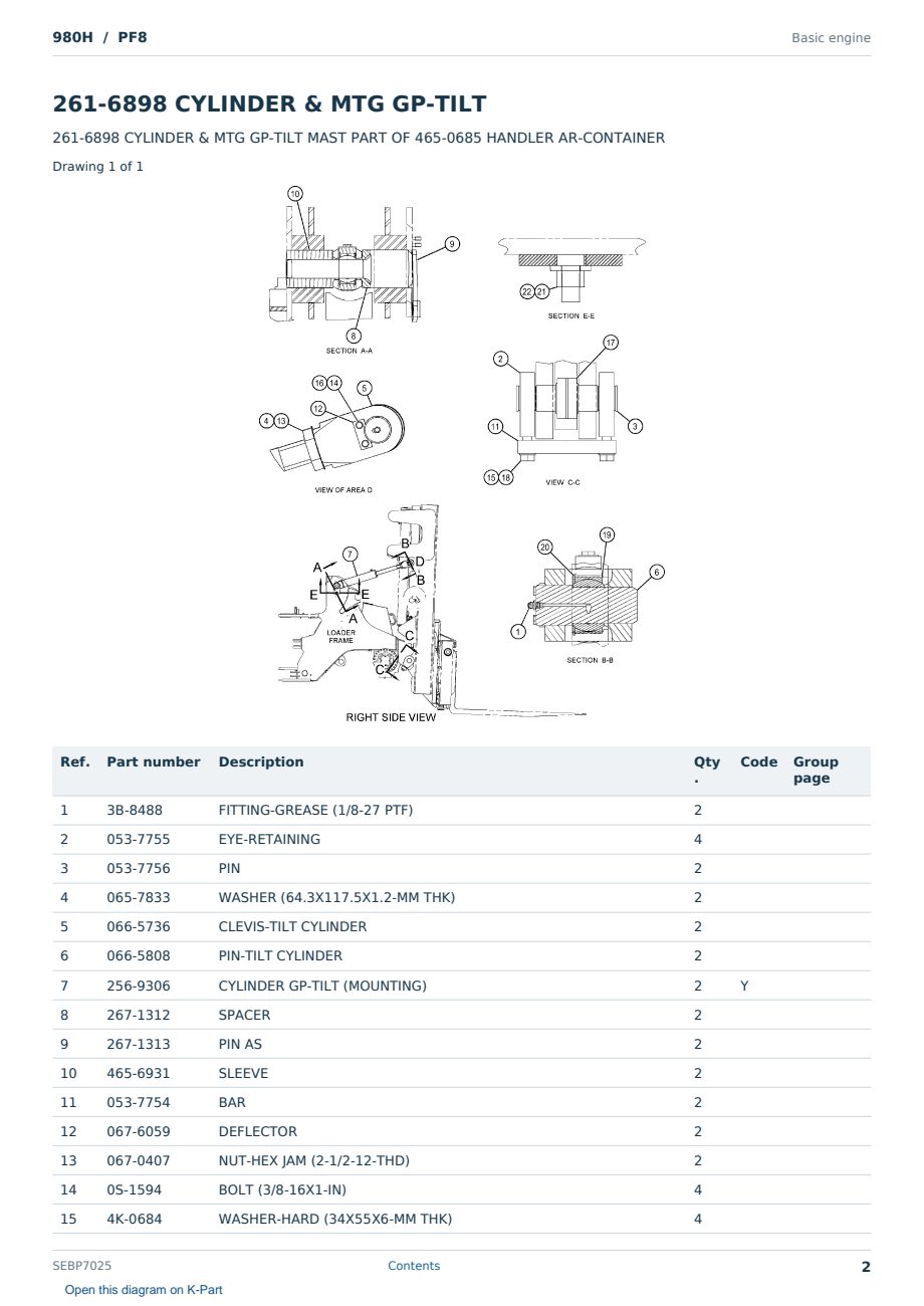Caterpillar 980H S/N PF8 Partsbook SEBP7025 (English) - sample page 2 of 10 Caterpillar 980H S/N PF8 Partsbook SEBP7025 (English) - sample page 2 of 10