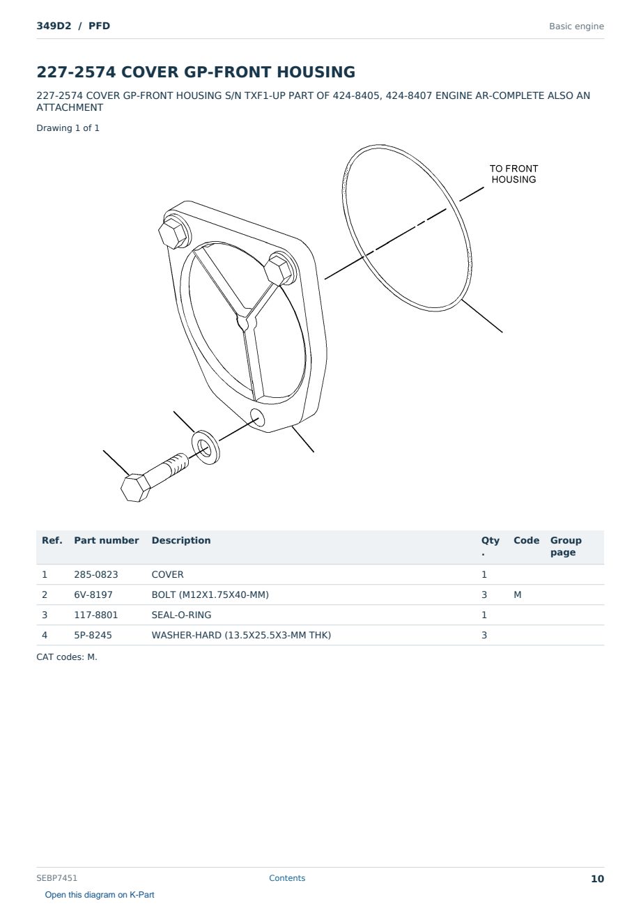 Caterpillar 349D2 S/N PFD Partsbook SEBP7451 (English) - sample page 10 of 10 Caterpillar 349D2 S/N PFD Partsbook SEBP7451 (English) - sample page 10 of 10