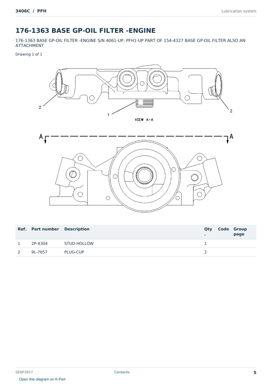 Caterpillar 3406C S/N PFH Partsbook SEBP3957 (English) - sample page 5 of 10 Caterpillar 3406C S/N PFH Partsbook SEBP3957 (English) - sample page 5 of 10