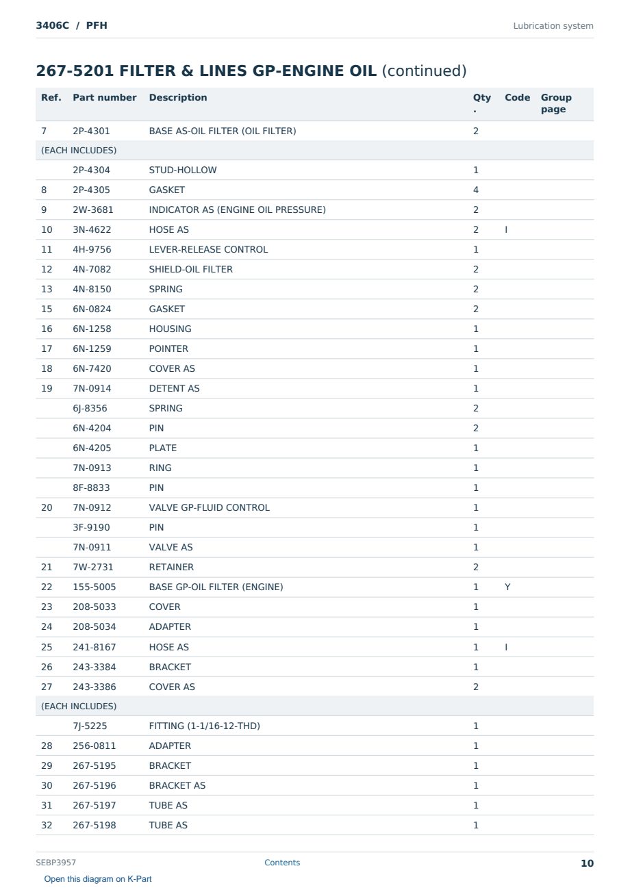 Caterpillar 3406C S/N PFH Partsbook SEBP3957 (English) - sample page 10 of 10 Caterpillar 3406C S/N PFH Partsbook SEBP3957 (English) - sample page 10 of 10
