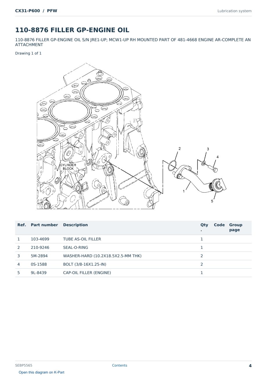 Caterpillar CX31-P600 S/N PFW Partsbook SEBP5565 (English) - sample page 4 of 10 Caterpillar CX31-P600 S/N PFW Partsbook SEBP5565 (English) - sample page 4 of 10