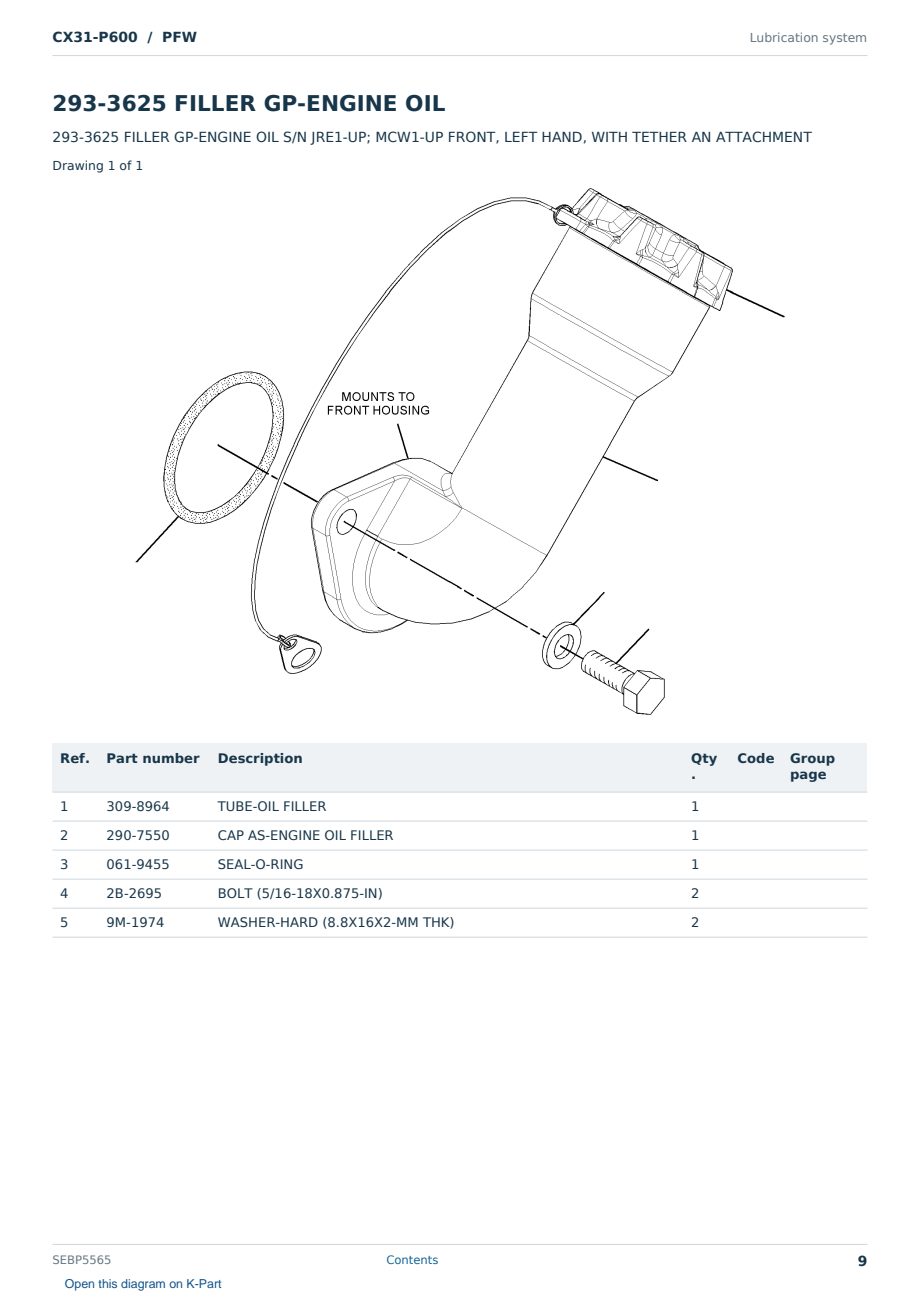 Caterpillar CX31-P600 S/N PFW Partsbook SEBP5565 (English) - sample page 9 of 10 Caterpillar CX31-P600 S/N PFW Partsbook SEBP5565 (English) - sample page 9 of 10
