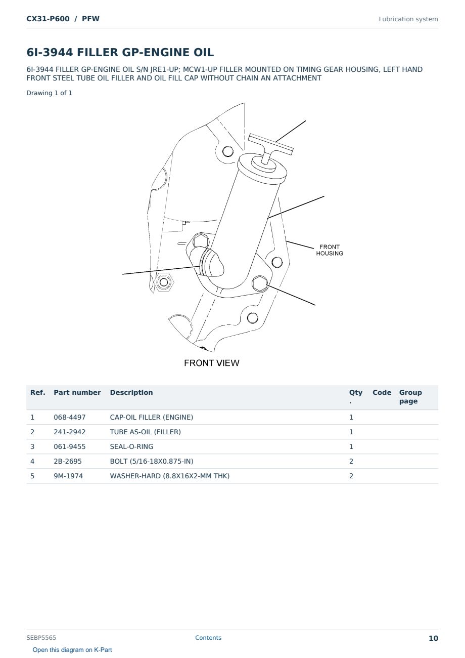 Caterpillar CX31-P600 S/N PFW Partsbook SEBP5565 (English) - sample page 10 of 10 Caterpillar CX31-P600 S/N PFW Partsbook SEBP5565 (English) - sample page 10 of 10