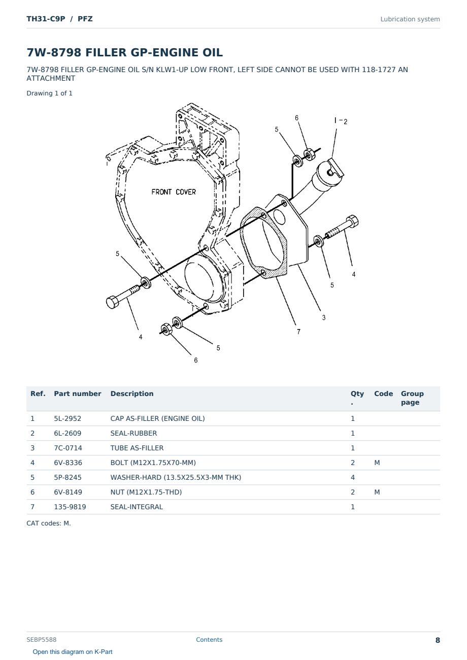 Caterpillar TH31-C9P S/N PFZ Partsbook SEBP5588 (English) - sample page 8 of 10 Caterpillar TH31-C9P S/N PFZ Partsbook SEBP5588 (English) - sample page 8 of 10
