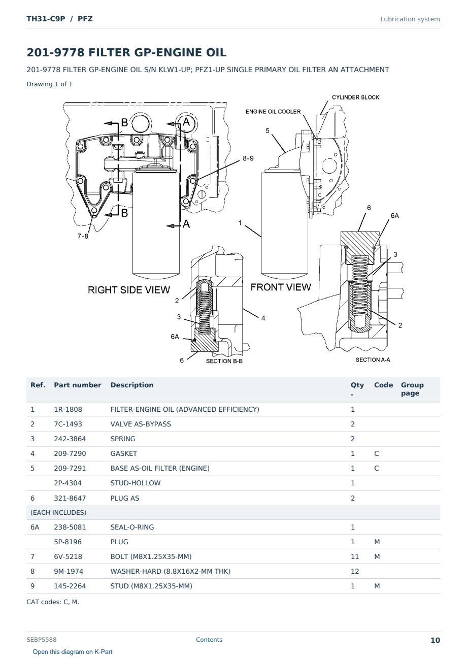 Caterpillar TH31-C9P S/N PFZ Partsbook SEBP5588 (English) - sample page 10 of 10 Caterpillar TH31-C9P S/N PFZ Partsbook SEBP5588 (English) - sample page 10 of 10