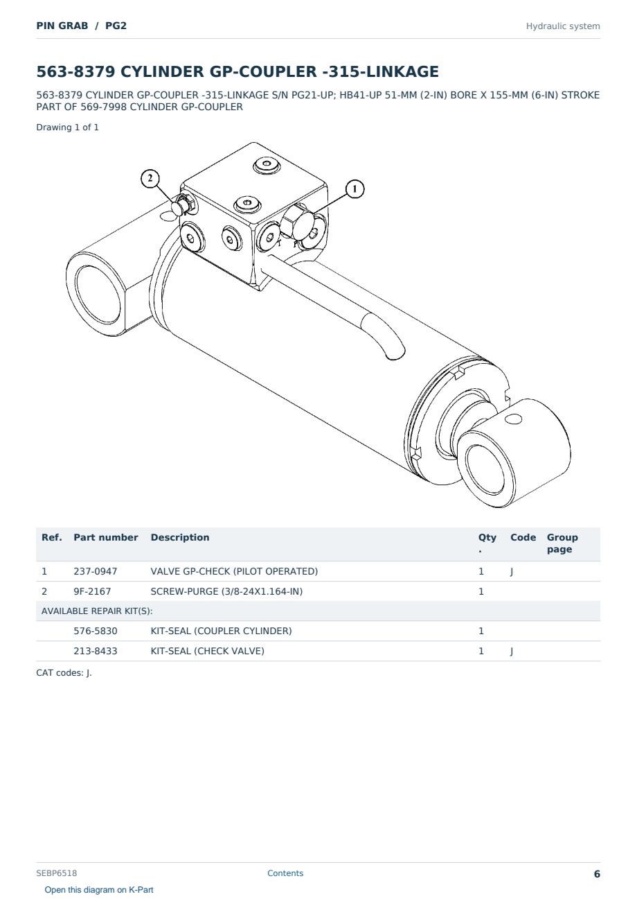 Caterpillar PIN GRAB S/N PG2 Partsbook SEBP6518 (English) - sample page 6 of 10 Caterpillar PIN GRAB S/N PG2 Partsbook SEBP6518 (English) - sample page 6 of 10