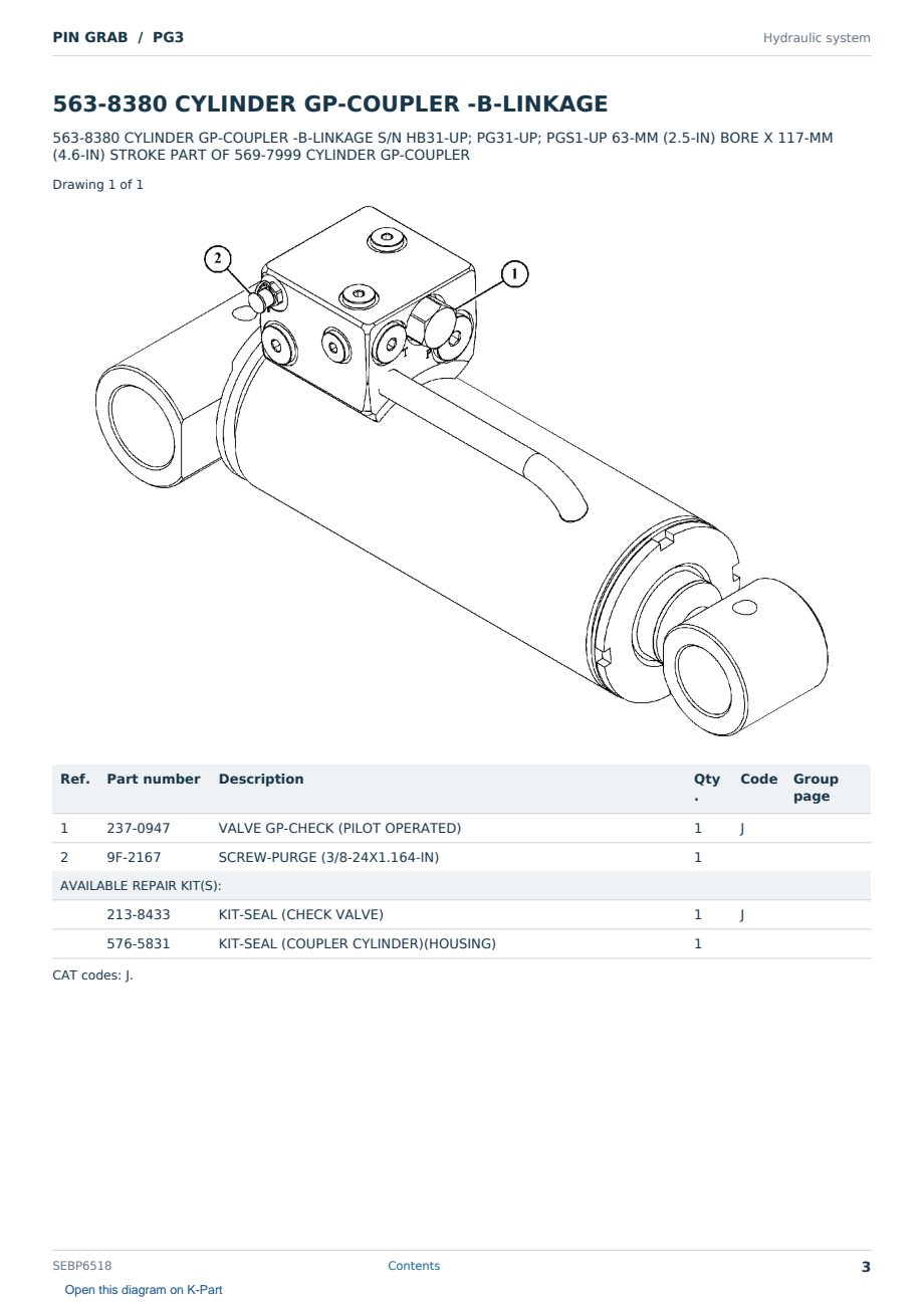 Caterpillar PIN GRAB S/N PG3 Partsbook SEBP6518 (English) - sample page 3 of 10 Caterpillar PIN GRAB S/N PG3 Partsbook SEBP6518 (English) - sample page 3 of 10