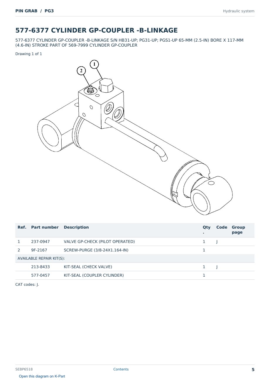 Caterpillar PIN GRAB S/N PG3 Partsbook SEBP6518 (English) - sample page 5 of 10 Caterpillar PIN GRAB S/N PG3 Partsbook SEBP6518 (English) - sample page 5 of 10