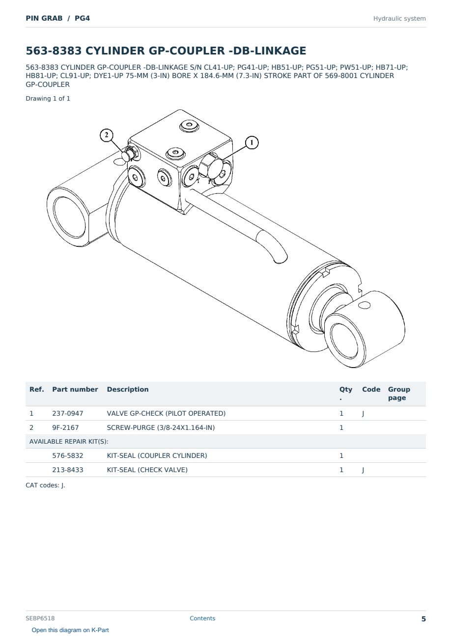 Caterpillar PIN GRAB S/N PG4 Partsbook SEBP6518 (English) - sample page 5 of 10 Caterpillar PIN GRAB S/N PG4 Partsbook SEBP6518 (English) - sample page 5 of 10