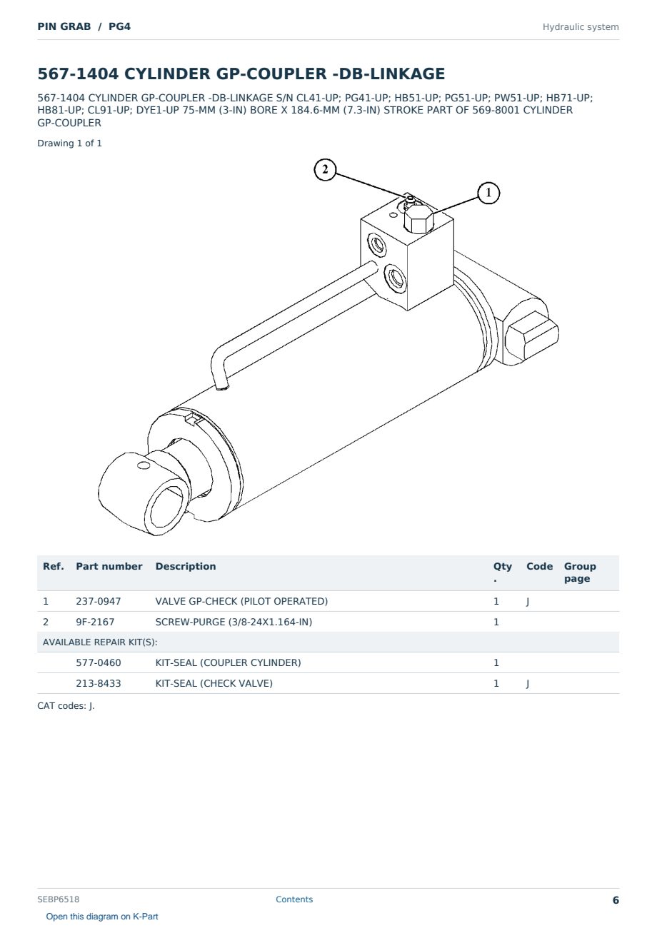 Caterpillar PIN GRAB S/N PG4 Partsbook SEBP6518 (English) - sample page 6 of 10 Caterpillar PIN GRAB S/N PG4 Partsbook SEBP6518 (English) - sample page 6 of 10