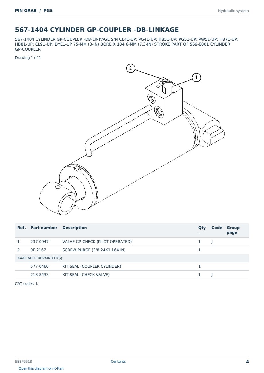 Caterpillar PIN GRAB S/N PG5 Partsbook SEBP6518 (English) - sample page 4 of 10 Caterpillar PIN GRAB S/N PG5 Partsbook SEBP6518 (English) - sample page 4 of 10