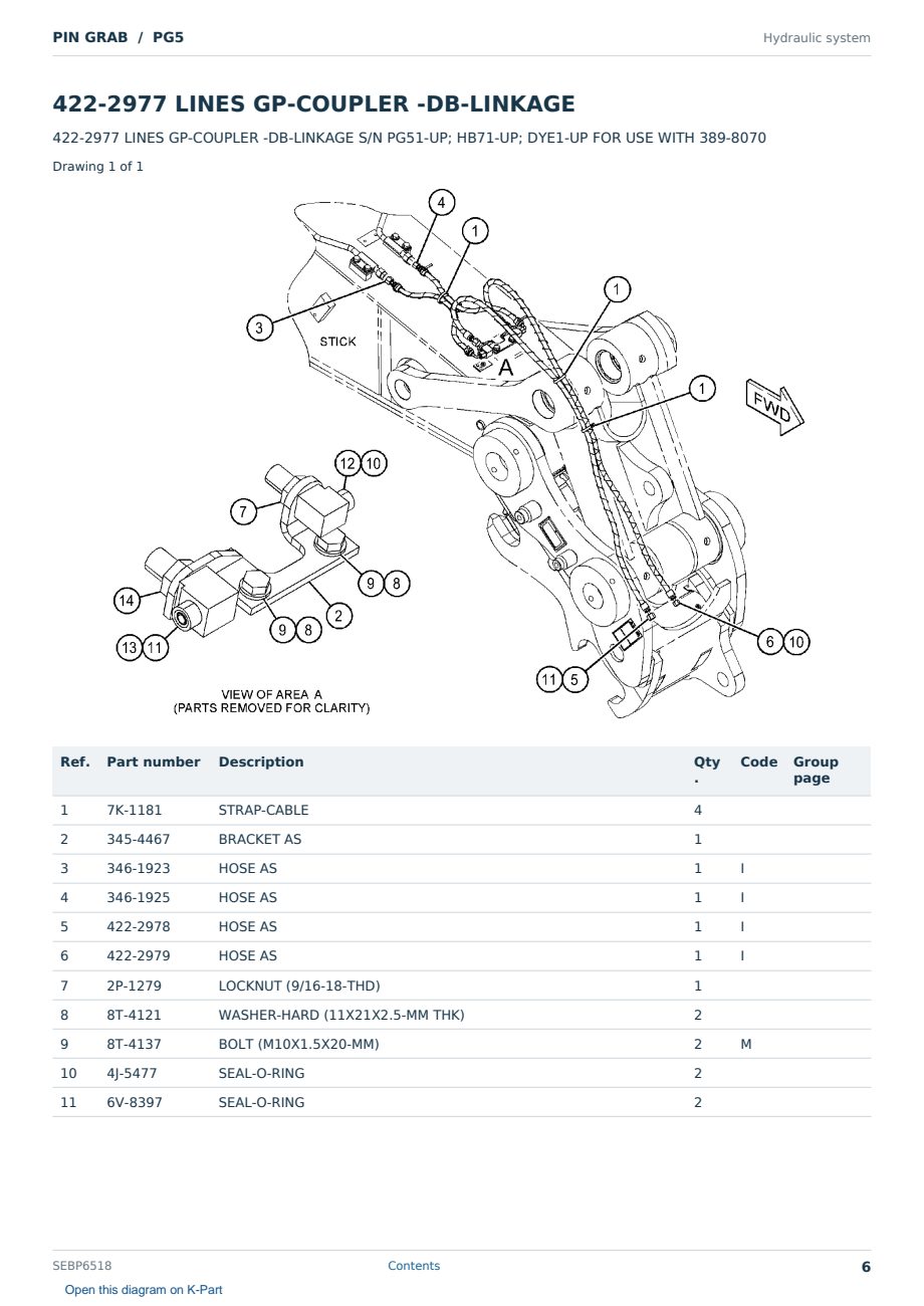 Caterpillar PIN GRAB S/N PG5 Partsbook SEBP6518 (English) - sample page 6 of 10 Caterpillar PIN GRAB S/N PG5 Partsbook SEBP6518 (English) - sample page 6 of 10