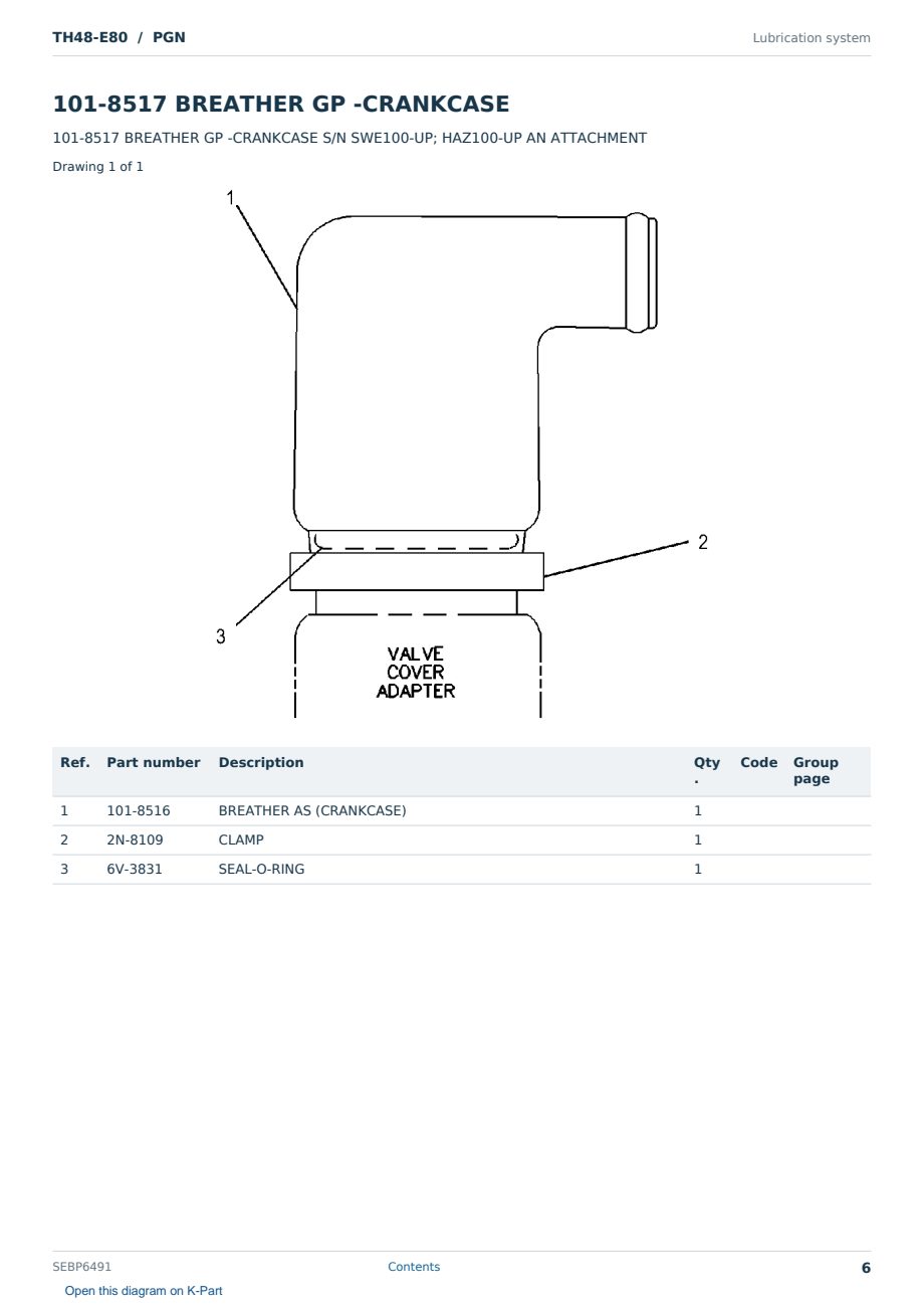 Caterpillar TH48-E80 S/N PGN Partsbook SEBP6491 (English) - sample page 6 of 10 Caterpillar TH48-E80 S/N PGN Partsbook SEBP6491 (English) - sample page 6 of 10