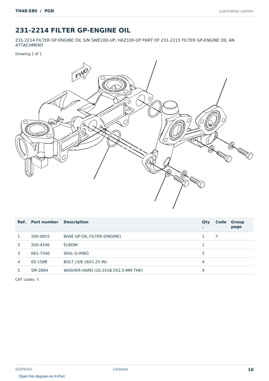 Caterpillar TH48-E80 S/N PGN Partsbook SEBP6491 (English) - sample page 10 of 10 Caterpillar TH48-E80 S/N PGN Partsbook SEBP6491 (English) - sample page 10 of 10